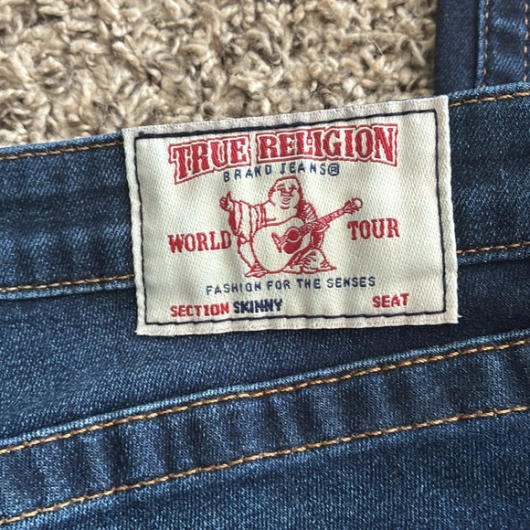 True Religion Jeans Skinny Gold Sequins Distressed SZ 29 Y2K - Picture 6 of 12